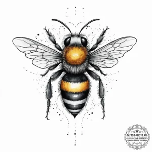 Tattoo design a small, intricate bee, symboli... - эскиз тату (№1755787417_0, 21.08.2025 14:43) — tattoo-photo.ru