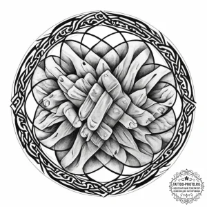 Tattoo design a circular pattern of abstract... - эскиз тату (№1755787821_0, 21.08.2025 14:50) — tattoo-photo.ru