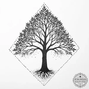 Tattoo design a tree silhouette whose leaves... - эскиз тату (№1755788821_0, 21.08.2025 15:07) — tattoo-photo.ru