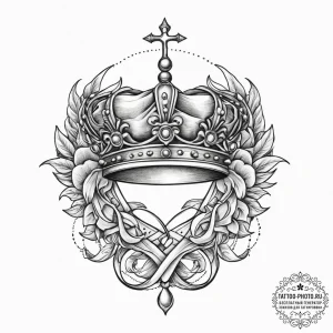 Tattoo design a crown intertwined with an inf... - эскиз тату (№1755789020_0, 21.08.2025 15:10) — tattoo-photo.ru