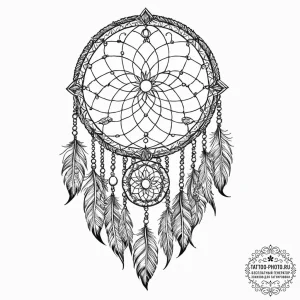 Tattoo sketch a stylized dreamcatcher with de... - эскиз тату (№1755789620_0, 21.08.2025 15:20) — tattoo-photo.ru