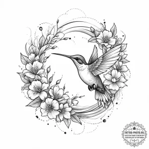 Tattoo design a small, elegant hummingbird ho... - эскиз тату (№1755789821_0, 21.08.2025 15:23) — tattoo-photo.ru