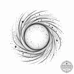 Tattoo design an abstract black hole from whi... - эскиз тату (№1755790023_0, 21.08.2025 15:27) — tattoo-photo.ru