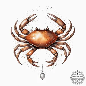 Tattoo design a cancer crab with a tiny pearl... - эскиз тату (№1755793020_0, 21.08.2025 16:17) — tattoo-photo.ru