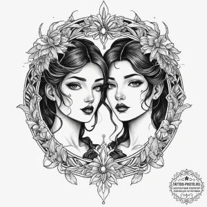 Tattoo sketch gemini twin figures, one with a... - эскиз тату (№1755794603_0, 21.08.2025 16:43) — tattoo-photo.ru