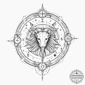Tattoo sketch a subtle silhouette of the zodi... - эскиз тату (№1755795585_0, 21.08.2025 16:59) — tattoo-photo.ru