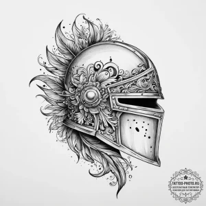 Tattoo sketch a medieval knight's helmet with... - эскиз тату (№1755796439_0, 21.08.2025 17:13) — tattoo-photo.ru