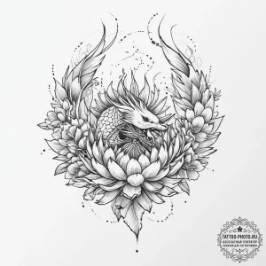 Tattoo sketch king protea, tattoo sketch desi... - эскиз тату (№1755798100_0, 21.08.2025 17:41) — tattoo-photo.ru