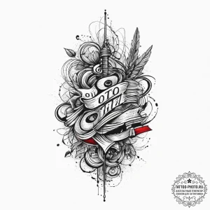 Tattoo sketch линии в виде текста, ink illust... - эскиз тату (№1755799674_0, 21.08.2025 18:07) — tattoo-photo.ru