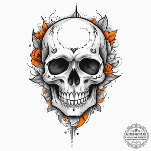 Tattoo sketch skull, tattoo sketch design, ne... - эскиз тату (№1755799875_0, 21.08.2025 18:11) — tattoo-photo.ru
