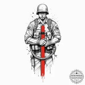 Tattoo sketch soldier with a rope, tattoo lin... - эскиз тату (№1755800470_0, 21.08.2025 18:21) — tattoo-photo.ru