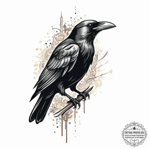Tattoo sketch crow, concept art for tattoo, b... - эскиз тату (№1755802858_0, 21.08.2025 19:00) — tattoo-photo.ru
