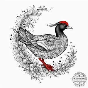 Tattoo sketch moorhen, concept art for tattoo... - эскиз тату (№1755803865_0, 21.08.2025 19:17) — tattoo-photo.ru