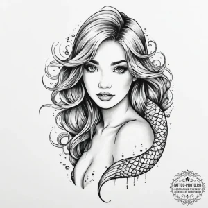 Tattoo sketch mermaid tattoo - эскиз тату (№1755805068_0, 21.08.2025 19:37) — tattoo-photo.ru