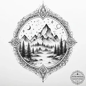 Tattoo sketch mystical scene - эскиз тату (№1755808669_0, 21.08.2025 20:37) — tattoo-photo.ru