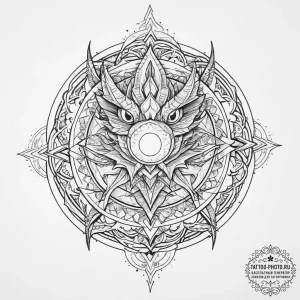 Tattoo sketch дракон с шаром, tattoo flash sh... - эскиз тату (№1755810481_0, 21.08.2025 21:08) — tattoo-photo.ru