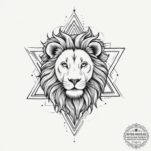 Tattoo sketch star of david with a lion - эскиз тату (№1755810880_0, 21.08.2025 21:14) — tattoo-photo.ru