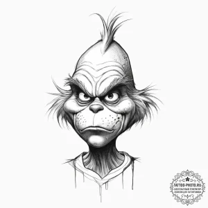 Tattoo sketch the grinch with a tail, concept... - эскиз тату (№1755812269_0, 21.08.2025 21:37) — tattoo-photo.ru