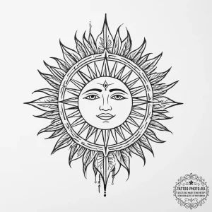 Tattoo sketch native american sun symbol - эскиз тату (№1755818057_0, 21.08.2025 23:14) — tattoo-photo.ru