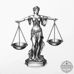Tattoo sketch scales of justice, concept art... - эскиз тату (№1755825308_0, 22.08.2025 01:15) — tattoo-photo.ru