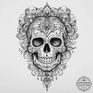 Tattoo sketch skull, concept art for tattoo,... - эскиз тату (№1755829736_0, 22.08.2025 02:28) — tattoo-photo.ru