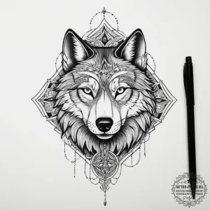 Tattoo sketch dog tags and a wolf, tattoo ske... - эскиз тату (№1755831337_0, 22.08.2025 02:55) — tattoo-photo.ru