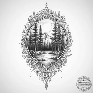 Tattoo sketch forest, tattoo drawing outline,... - эскиз тату (№1755834968_0, 22.08.2025 03:56) — tattoo-photo.ru