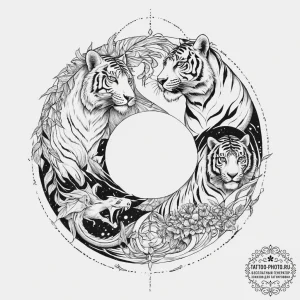 Tattoo sketch yin and yang with a dragon and... - эскиз тату (№1755835173_0, 22.08.2025 03:59) — tattoo-photo.ru