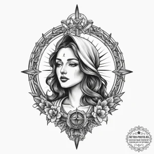 Tattoo sketch holy scene, artistic tattoo ske... - эскиз тату (№1755835565_0, 22.08.2025 04:06) — tattoo-photo.ru