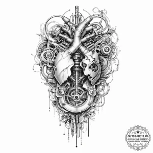 Tattoo sketch bio-mechanical части тела - эскиз тату (№1755836965_0, 22.08.2025 04:29) — tattoo-photo.ru