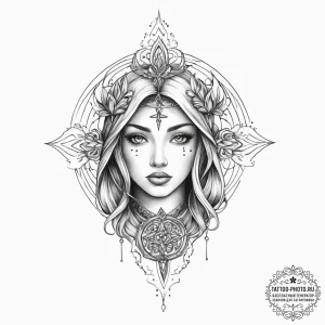 Tattoo sketch blessed fable - эскиз тату (№1755837751_0, 22.08.2025 04:42) — tattoo-photo.ru