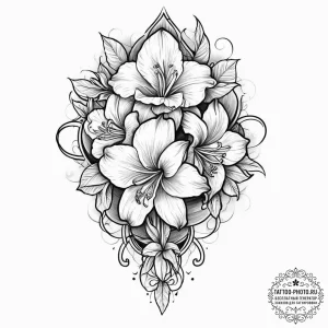 Tattoo sketch amaryllis, tattoo drawing outli... - эскиз тату (№1755839517_0, 22.08.2025 05:11) — tattoo-photo.ru
