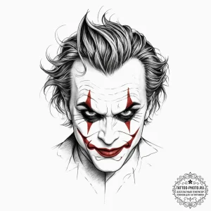 Tattoo sketch joker portrait, concept art for... - эскиз тату (№1755841090_0, 22.08.2025 05:38) — tattoo-photo.ru