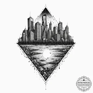 Tattoo sketch city, tattoo line art, dotwork... - эскиз тату (№1755841290_0, 22.08.2025 05:41) — tattoo-photo.ru