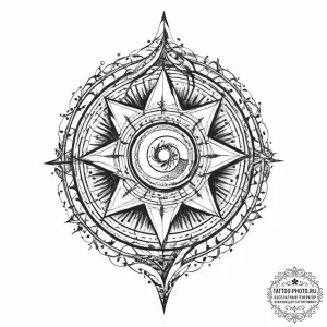 Tattoo sketch slavic spiral with a star, conc... - эскиз тату (№1755842875_0, 22.08.2025 06:07) — tattoo-photo.ru