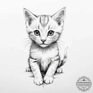 Tattoo sketch playful kitten tattoo - эскиз тату (№1755844460_0, 22.08.2025 06:34) — tattoo-photo.ru