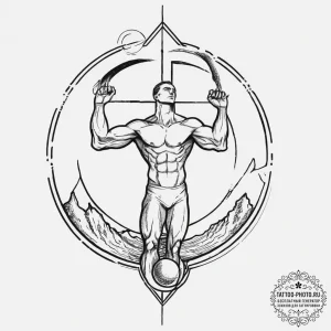 Tattoo sketch back of a man with a moon, conc... - эскиз тату (№1755846652_0, 22.08.2025 07:10) — tattoo-photo.ru