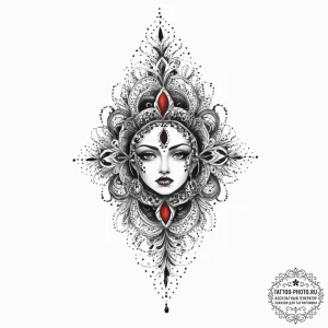 Tattoo sketch divine portrayal, ink illustrat... - эскиз тату (№1755848454_0, 22.08.2025 07:40) — tattoo-photo.ru
