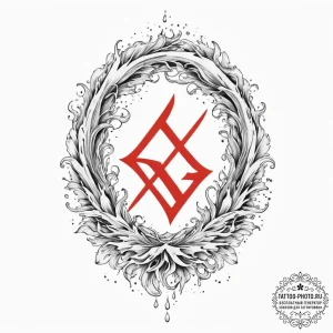 Tattoo sketch laguz rune with a water wave an... - эскиз тату (№1755848655_0, 22.08.2025 07:44) — tattoo-photo.ru