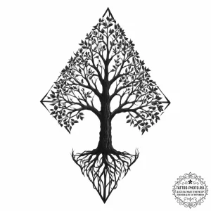 Tattoo sketch blackwork силуэт дерева - эскиз тату (№1755851061_0, 22.08.2025 08:24) — tattoo-photo.ru
