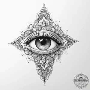 Tattoo sketch узор в виде глаза со звездами,... - эскиз тату (№1755851867_0, 22.08.2025 08:37) — tattoo-photo.ru