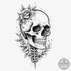Tattoo sketch skeleton, ink illustration for... - эскиз тату (№1755854072_0, 22.08.2025 09:14) — tattoo-photo.ru