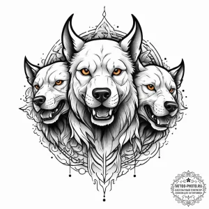 Tattoo sketch cerberus, ink illustration for... - эскиз тату (№1755855669_0, 22.08.2025 09:41) — tattoo-photo.ru