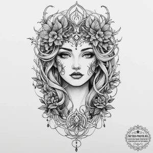 Tattoo sketch dryad tattoo, ink illustration... - эскиз тату (№1755857276_0, 22.08.2025 10:07) — tattoo-photo.ru