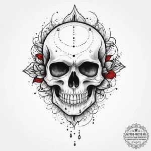Tattoo sketch узор в виде черепа с водой, tat... - эскиз тату (№1755857479_0, 22.08.2025 10:11) — tattoo-photo.ru
