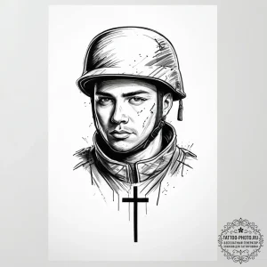 Tattoo sketch soldier with a needle, tattoo d... - эскиз тату (№1755860306_0, 22.08.2025 10:58) — tattoo-photo.ru