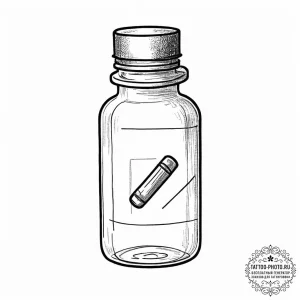 Tattoo sketch doctor pill bottle - эскиз тату (№1755866164_0, 22.08.2025 12:36) — tattoo-photo.ru