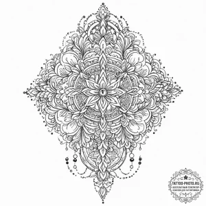 Tattoo sketch slavic embroidery pattern with... - эскиз тату (№1755866951_0, 22.08.2025 12:49) — tattoo-photo.ru