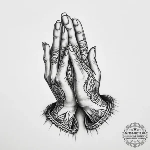 Tattoo sketch chicano молящиеся руки - эскиз тату (№1755868757_0, 22.08.2025 13:19) — tattoo-photo.ru