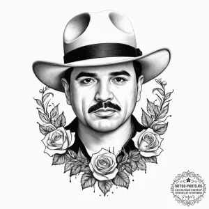 Tattoo sketch joaquin "el chapo" guzman with... - эскиз тату (№1755870763_0, 22.08.2025 13:52) — tattoo-photo.ru